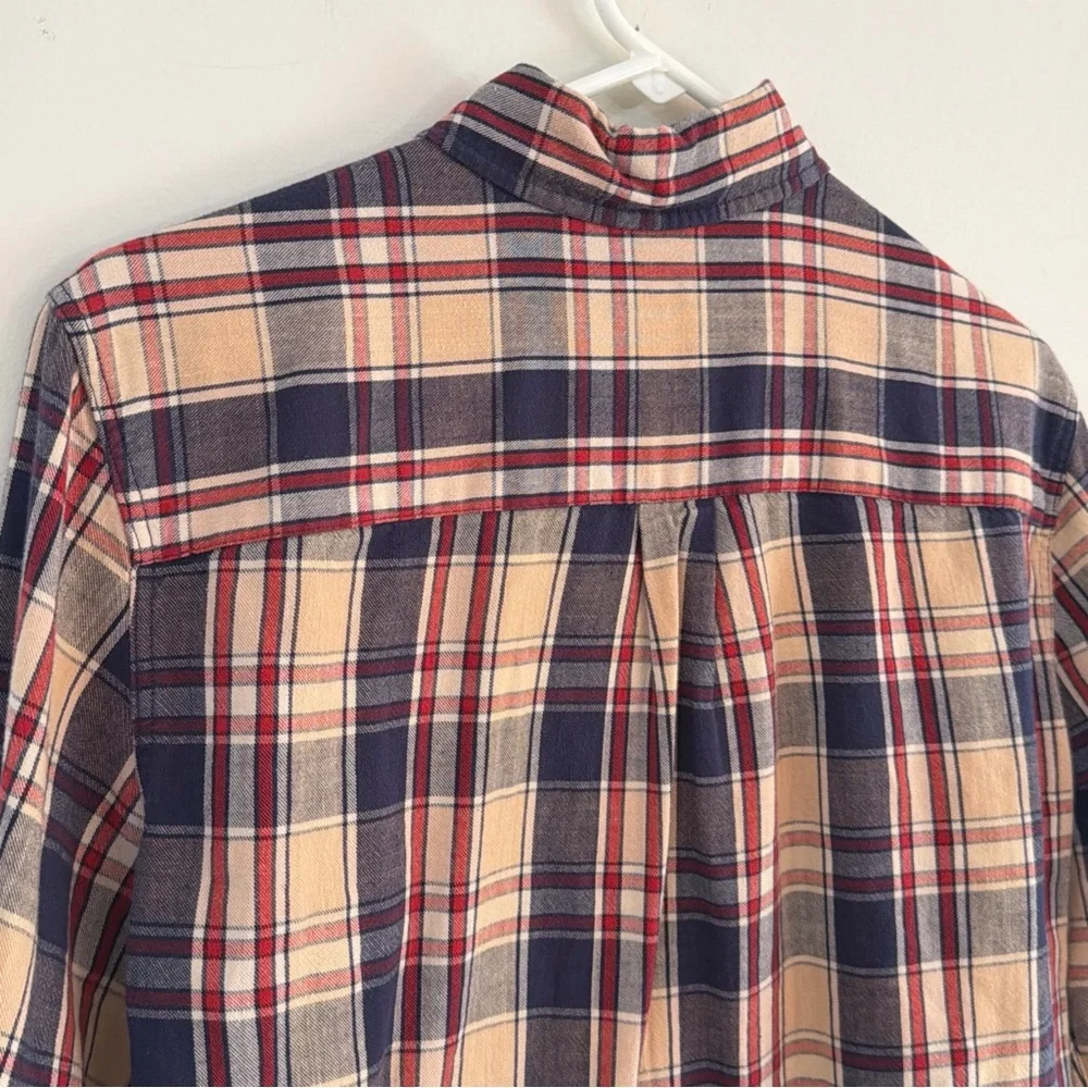 Marine Layer Shirt Mens Small Multicolor Plaid Flannel Cotton Pleated Button Up - Picture 6 of 8